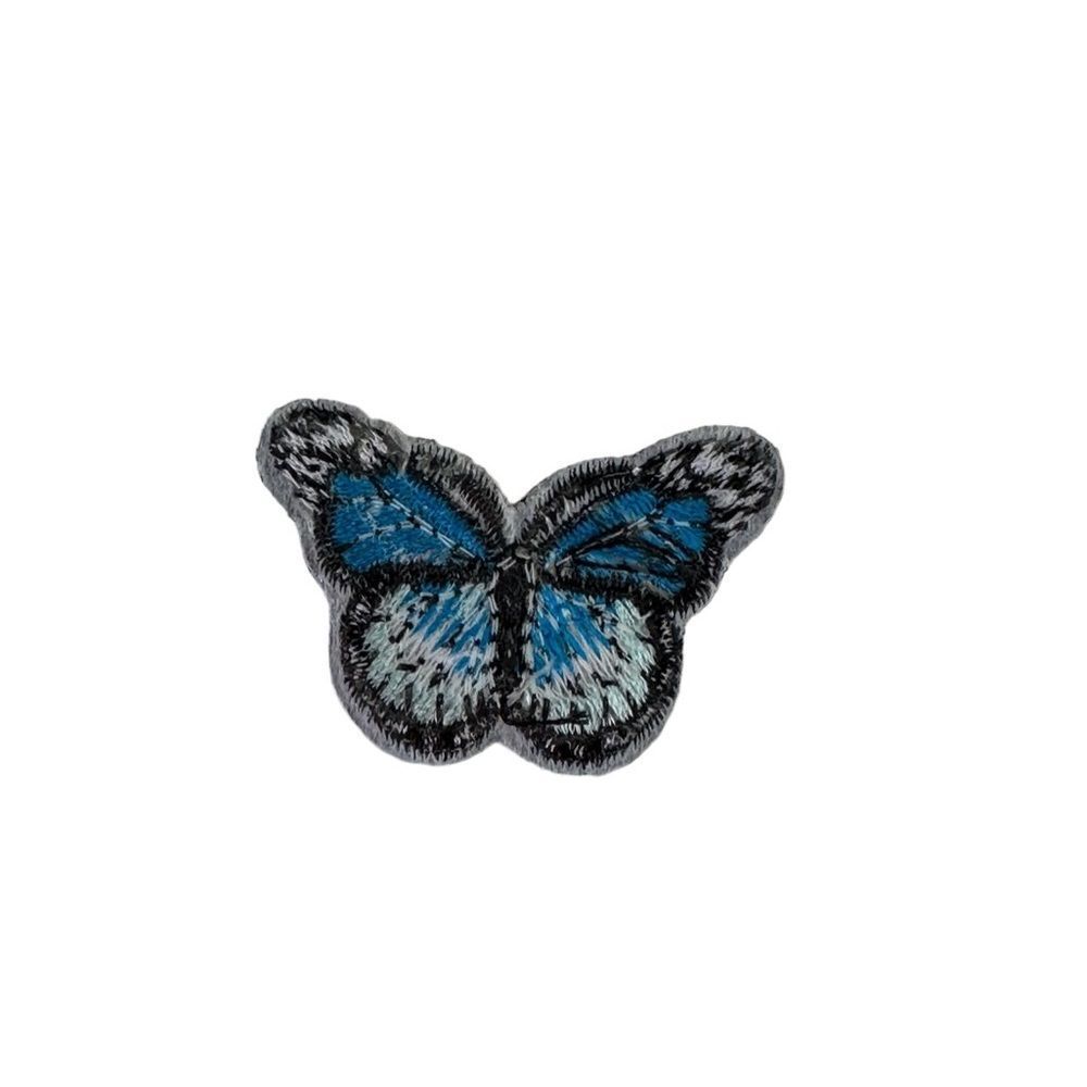 Small Blue Turquoise Butterfly Embroidered Patch - Picture 4 of 4